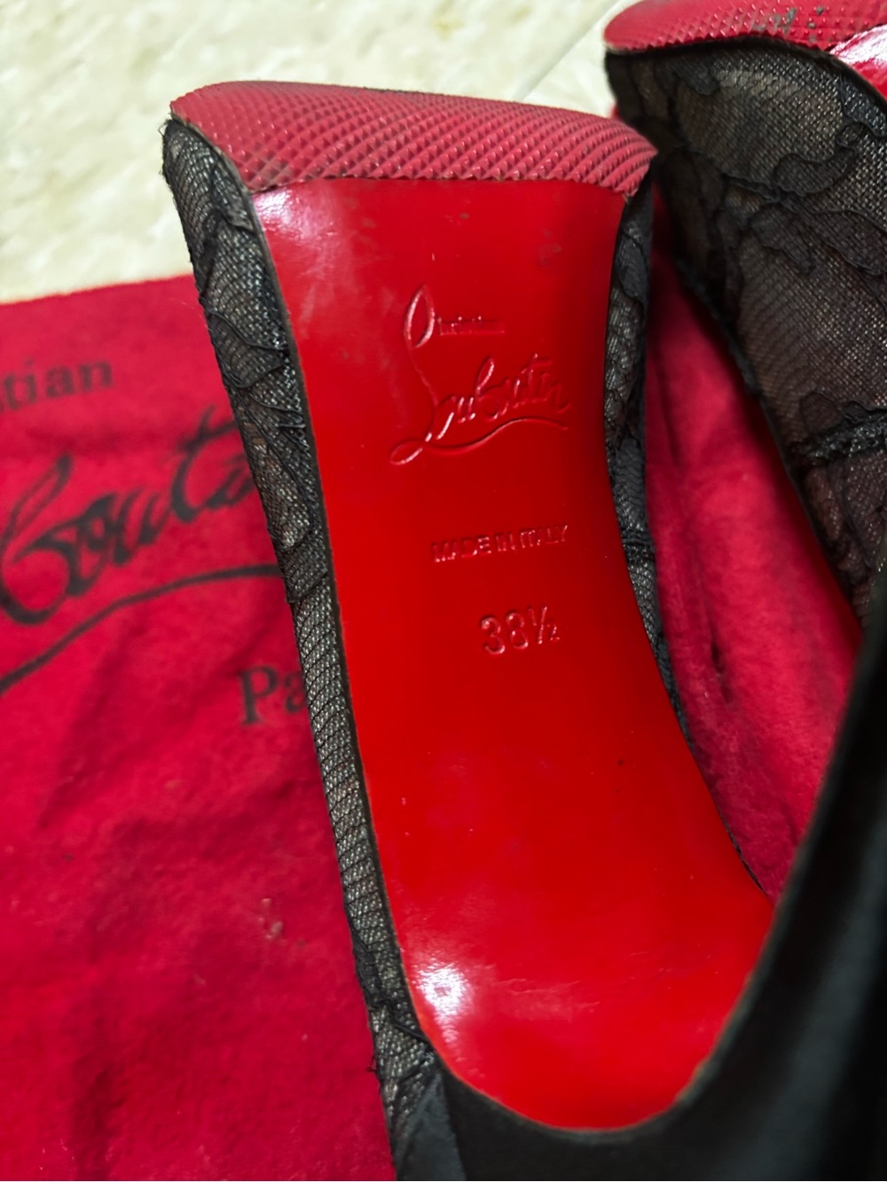 Christian Louboutin Black Lace Pointed Toe Pumps - Picture 7 of 9